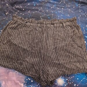 Time and Tru Black and White Striped High Waist Shorts